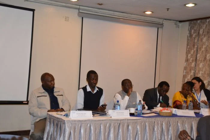 Panelists from left to right; George Kegoro, Kwame Owino, Dr.Willy Mutunga, John Tuta, Jedidah Wakonyo 